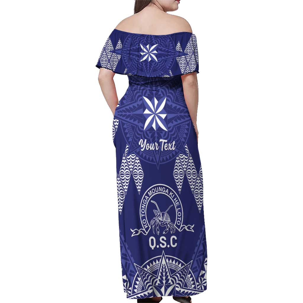 Personalised Queen Salote College Centenary Family Matching Off Shoulder Maxi Dress and Hawaiian Shirt Tongan Kupesi Pattern - Polynesian Pride