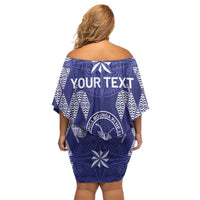 Personalised Queen Salote College Centenary Family Matching Off Shoulder Short Dress and Hawaiian Shirt Tongan Kupesi Pattern - Polynesian Pride
