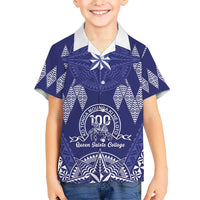 Personalised Queen Salote College Centenary Kid Hawaiian Shirt Tongan Kupesi Pattern - Polynesian Pride
