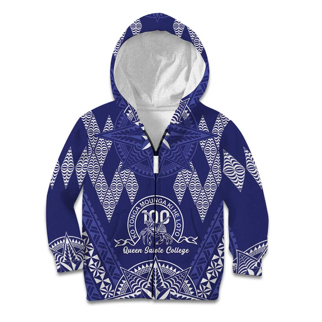 Personalised Queen Salote College Centenary Kid Hoodie Tongan Kupesi Pattern - Polynesian Pride