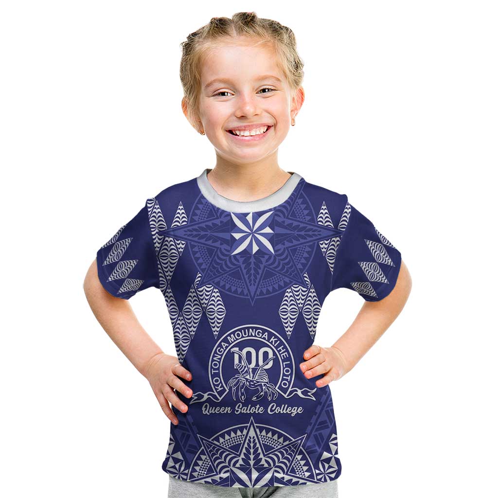 Personalised Queen Salote College Centenary Kid T Shirt Tongan Kupesi Pattern - Polynesian Pride
