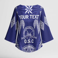 Personalised Queen Salote College Centenary Kimono Sleeve Blouse Tongan Kupesi Pattern - Polynesian Pride