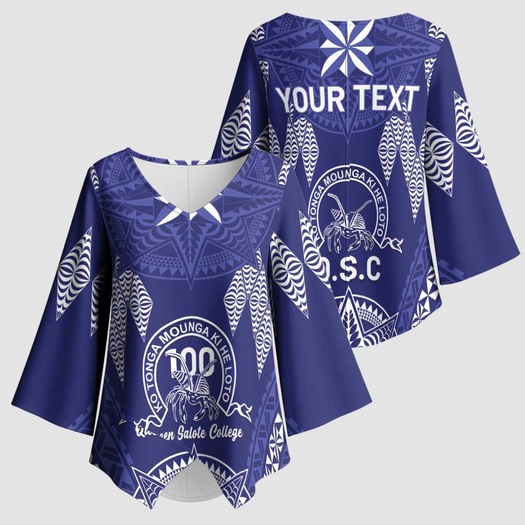 Personalised Queen Salote College Centenary Kimono Sleeve Blouse Tongan Kupesi Pattern - Polynesian Pride
