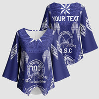 Personalised Queen Salote College Centenary Kimono Sleeve Blouse Tongan Kupesi Pattern - Polynesian Pride