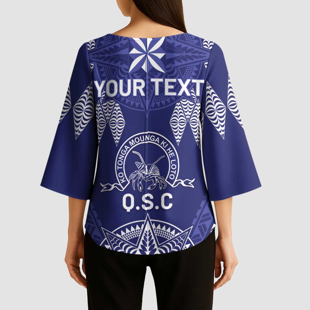 Personalised Queen Salote College Centenary Kimono Sleeve Blouse Tongan Kupesi Pattern - Polynesian Pride