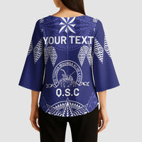 Personalised Queen Salote College Centenary Kimono Sleeve Blouse Tongan Kupesi Pattern - Polynesian Pride