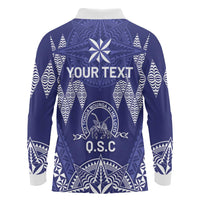 Personalised Queen Salote College Centenary Long Sleeve Polo Shirt Tongan Kupesi Pattern - Polynesian Pride