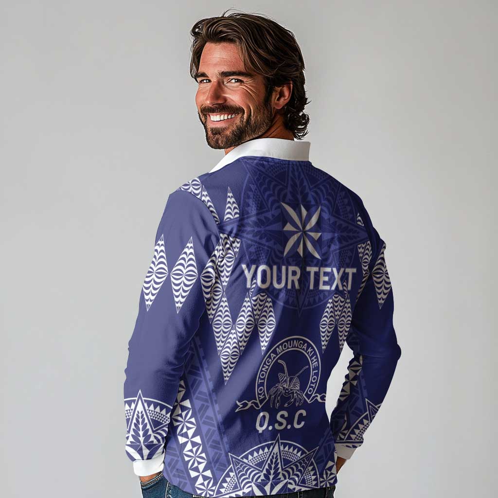 Personalised Queen Salote College Centenary Long Sleeve Polo Shirt Tongan Kupesi Pattern - Polynesian Pride