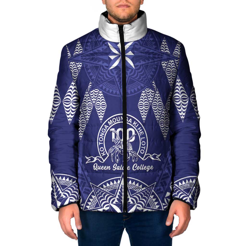 Personalised Queen Salote College Centenary Padded Jacket Tongan Kupesi Pattern - Polynesian Pride