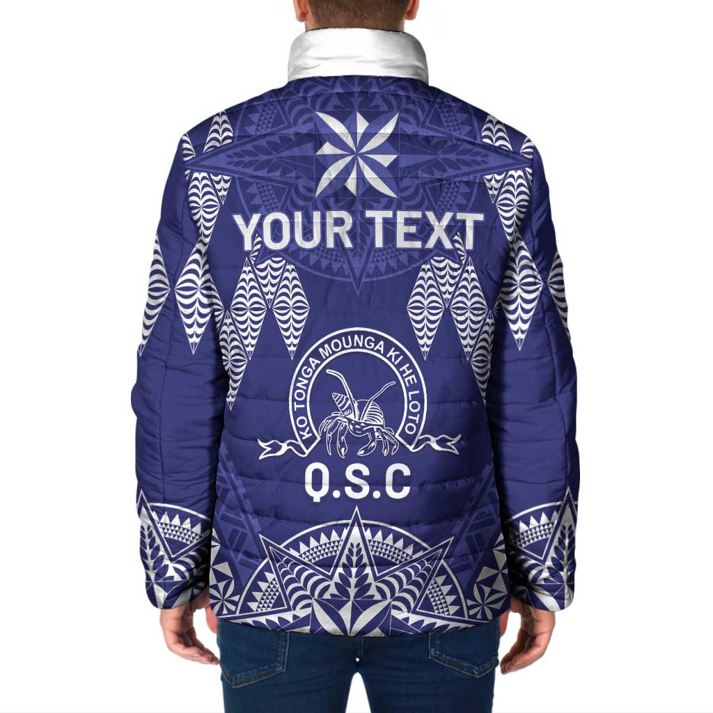 Personalised Queen Salote College Centenary Padded Jacket Tongan Kupesi Pattern - Polynesian Pride