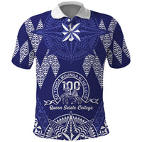 Personalised Queen Salote College Centenary Polo Shirt Tongan Kupesi Pattern - Polynesian Pride