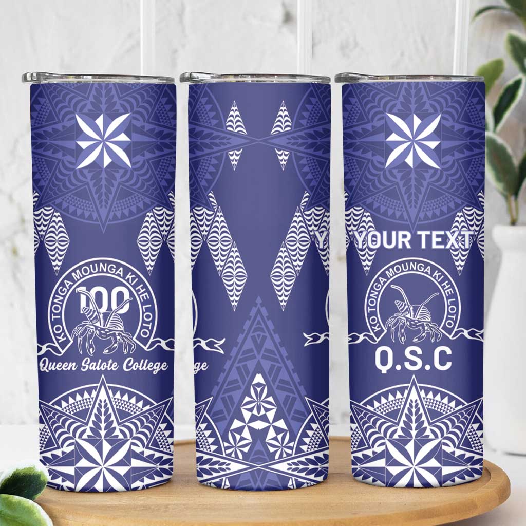 Personalised Queen Salote College Centenary Skinny Tumbler Tongan Kupesi Pattern - Polynesian Pride