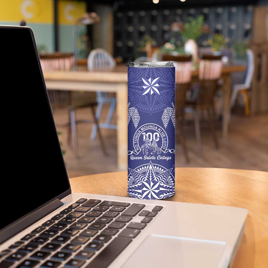 Personalised Queen Salote College Centenary Skinny Tumbler Tongan Kupesi Pattern - Polynesian Pride