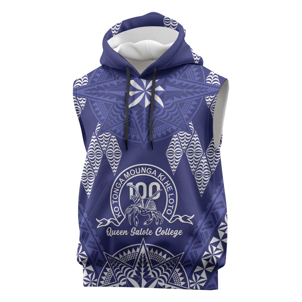 Personalised Queen Salote College Centenary Sleeveless Hoodie Tongan Kupesi Pattern - Polynesian Pride