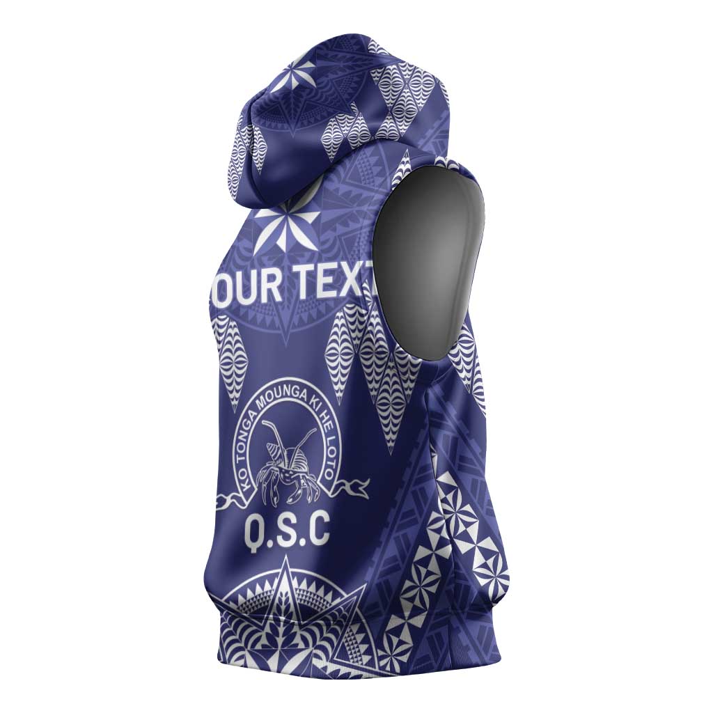Personalised Queen Salote College Centenary Sleeveless Hoodie Tongan Kupesi Pattern - Polynesian Pride