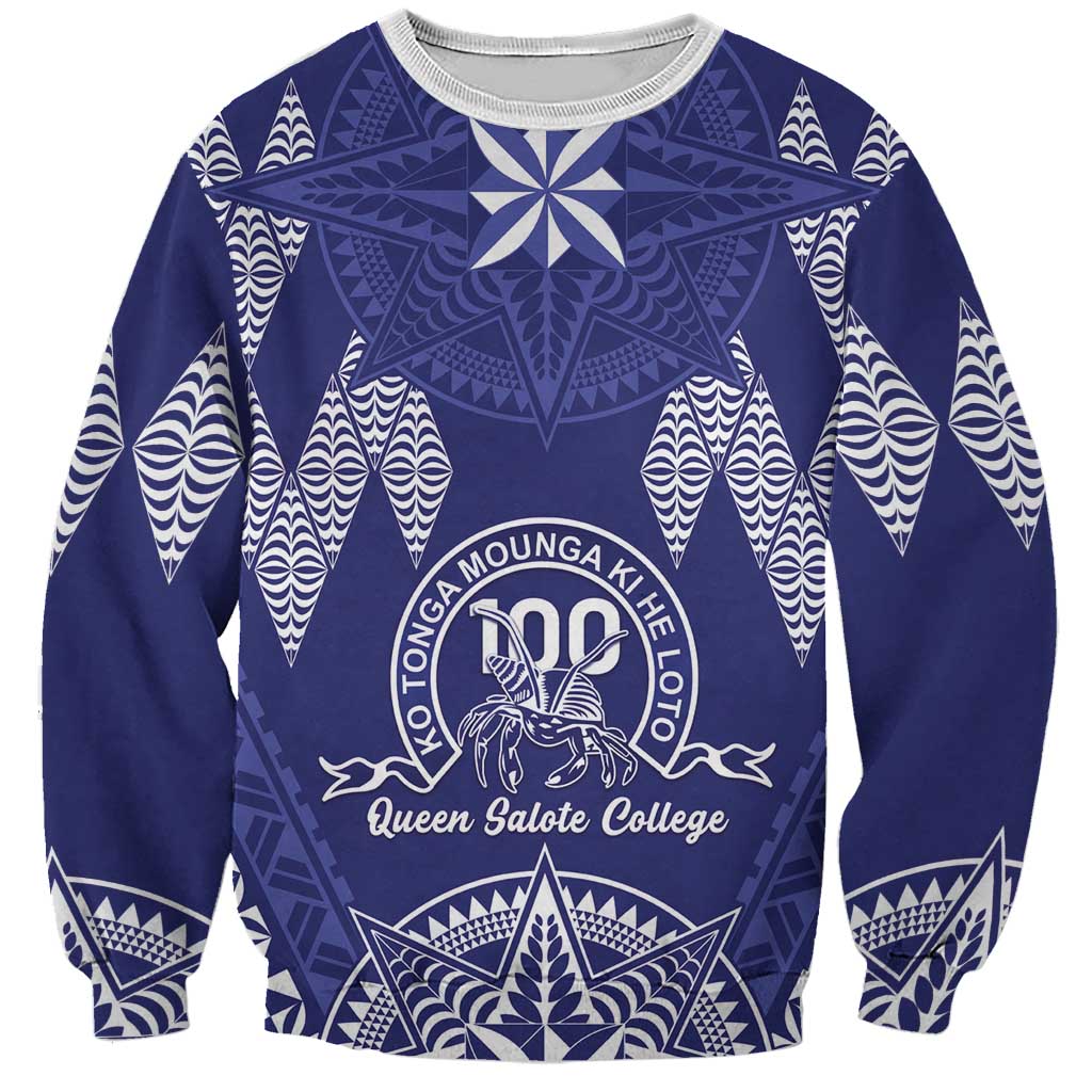 Personalised Queen Salote College Centenary Sweatshirt Tongan Kupesi Pattern - Polynesian Pride