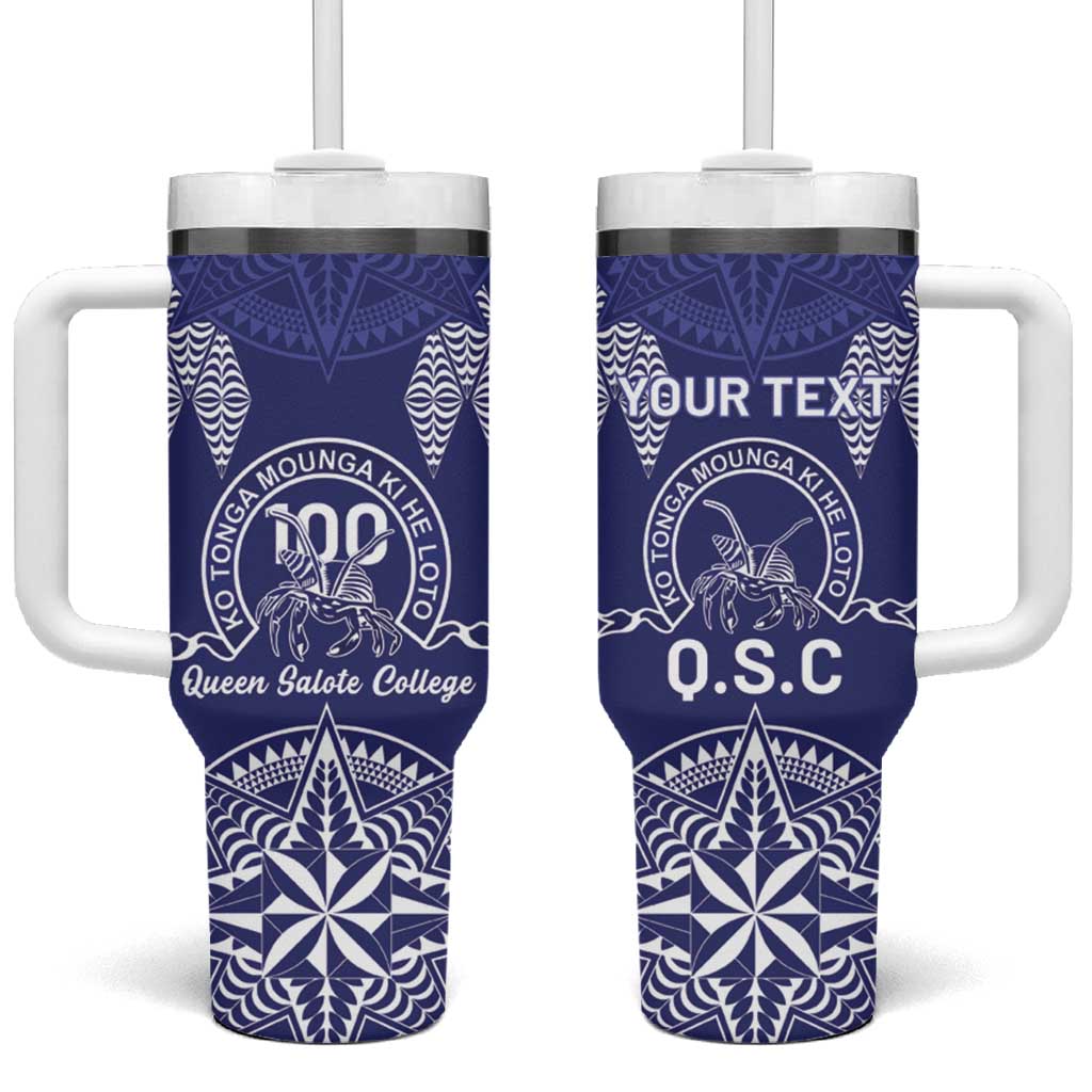 Personalised Queen Salote College Centenary Tumbler With Handle Tongan Kupesi Pattern - Polynesian Pride