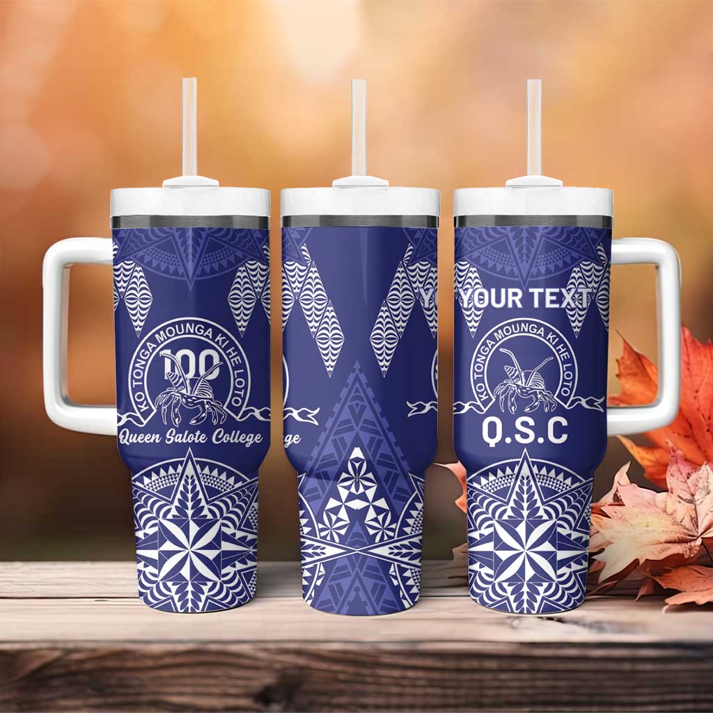 Personalised Queen Salote College Centenary Tumbler With Handle Tongan Kupesi Pattern - Polynesian Pride