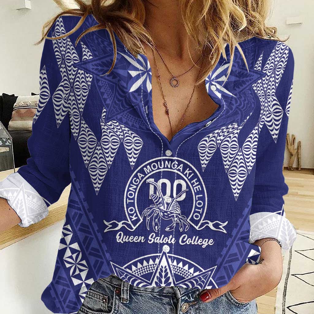 Personalised Queen Salote College Centenary Women Casual Shirt Tongan Kupesi Pattern - Polynesian Pride