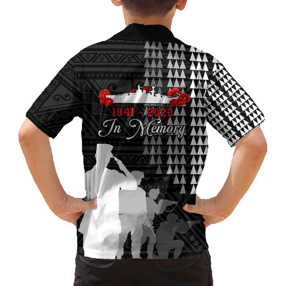Pearl Harbor Remembrance Day Family Matching Off Shoulder Short Dress and Hawaiian Shirt USS Arizona In Memory With Polynesian Pattern LT05 - Polynesian Pride