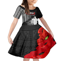 Pearl Harbor Remembrance Day Kid Short Sleeve Dress USS Arizona In Memory With Polynesian Pattern LT05 KID Black - Polynesian Pride