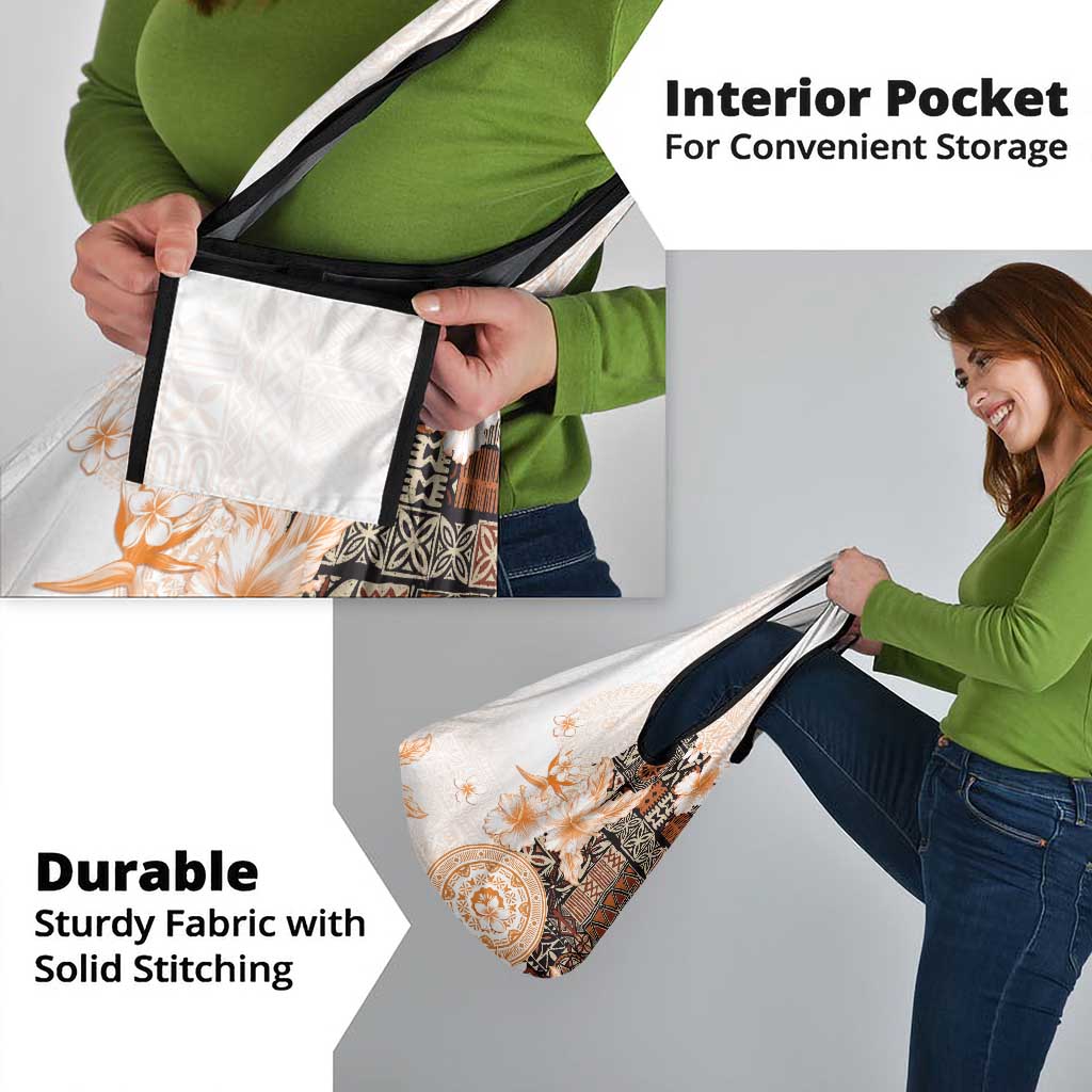 Fiji Grocery Bag Masi Tapa Pattern Brown