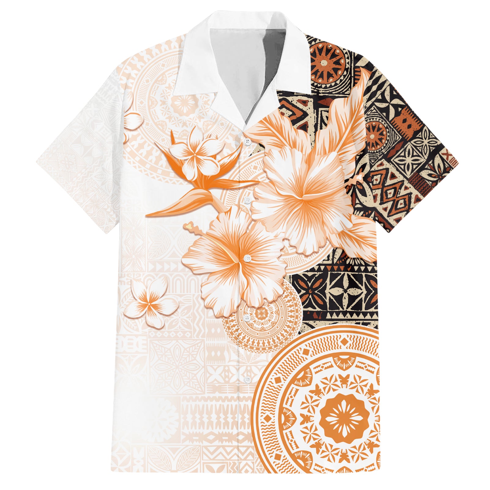 Fiji Hawaiian Shirt Masi Tapa Pattern Brown LT05 Brown - Polynesian Pride