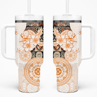 Fiji Tumbler With Handle Masi Tapa Pattern Brown