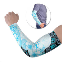 Fiji Arm Sleeves Masi Tapa Pattern Blue - Polynesian Pride