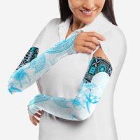 Fiji Arm Sleeves Masi Tapa Pattern Blue - Polynesian Pride
