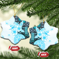Fiji Ceramic Ornament Masi Tapa Pattern Blue LT05 Snow Flake Blue - Polynesian Pride