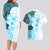 Fiji Couples Matching Long Sleeve Bodycon Dress and Hawaiian Shirt Masi Tapa Pattern Blue LT05 - Polynesian Pride