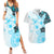 Fiji Couples Matching Summer Maxi Dress and Hawaiian Shirt Masi Tapa Pattern Blue LT05 Blue - Polynesian Pride
