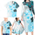 Fiji Family Matching Long Sleeve Bodycon Dress and Hawaiian Shirt Masi Tapa Pattern Blue LT05 - Polynesian Pride