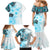 Fiji Family Matching Mermaid Dress and Hawaiian Shirt Masi Tapa Pattern Blue LT05 - Polynesian Pride