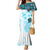 Fiji Family Matching Mermaid Dress and Hawaiian Shirt Masi Tapa Pattern Blue LT05 Mom's Dress Blue - Polynesian Pride