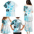 Fiji Family Matching Puletasi Dress and Hawaiian Shirt Masi Tapa Pattern Blue LT05 - Polynesian Pride