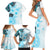 Fiji Family Matching Short Sleeve Bodycon Dress and Hawaiian Shirt Masi Tapa Pattern Blue LT05 - Polynesian Pride