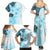 Fiji Family Matching Summer Maxi Dress and Hawaiian Shirt Masi Tapa Pattern Blue LT05 - Polynesian Pride