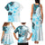 Fiji Family Matching Tank Maxi Dress and Hawaiian Shirt Masi Tapa Pattern Blue LT05 - Polynesian Pride