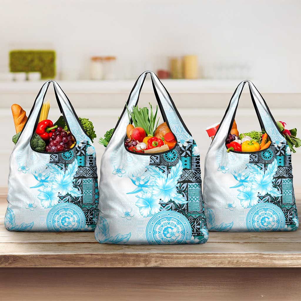 Fiji Grocery Bag Masi Tapa Pattern Blue
