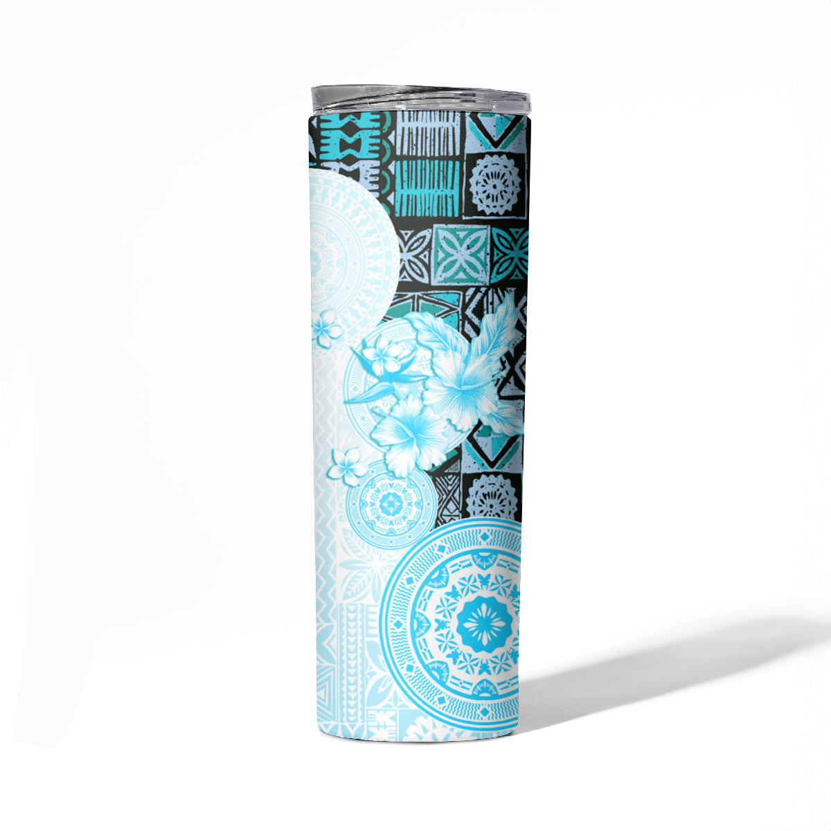Fiji Skinny Tumbler Masi Tapa Pattern Blue