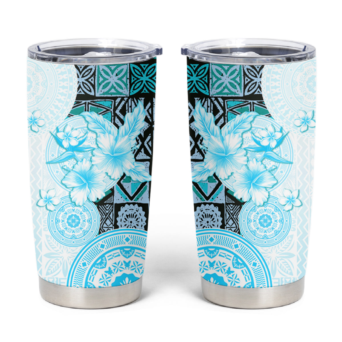 Fiji Tumbler Cup Masi Tapa Pattern Blue