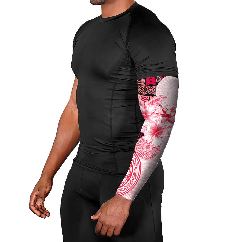 Fiji Arm Sleeves Masi Tapa Pattern Red - Polynesian Pride