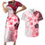 Fiji Couples Matching Short Sleeve Bodycon Dress and Hawaiian Shirt Masi Tapa Pattern Red LT05 Red - Polynesian Pride