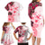 Fiji Family Matching Long Sleeve Bodycon Dress and Hawaiian Shirt Masi Tapa Pattern Red LT05 - Polynesian Pride