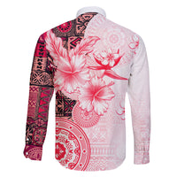 Fiji Family Matching Long Sleeve Bodycon Dress and Hawaiian Shirt Masi Tapa Pattern Red LT05 - Polynesian Pride