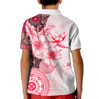 Fiji Kid Polo Shirt Masi Tapa Pattern Red LT05 - Polynesian Pride