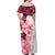 Fiji Off Shoulder Maxi Dress Masi Tapa Pattern Red LT05 - Polynesian Pride