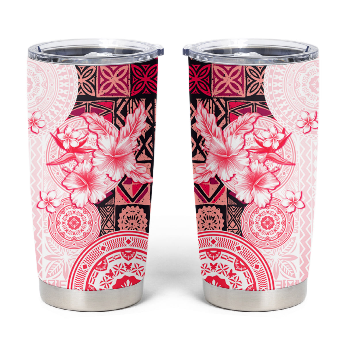 Fiji Tumbler Cup Masi Tapa Pattern Red